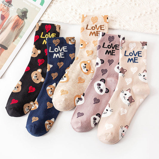 Preppy Style Wholesale Cotton Letter Animal Trendy Socks