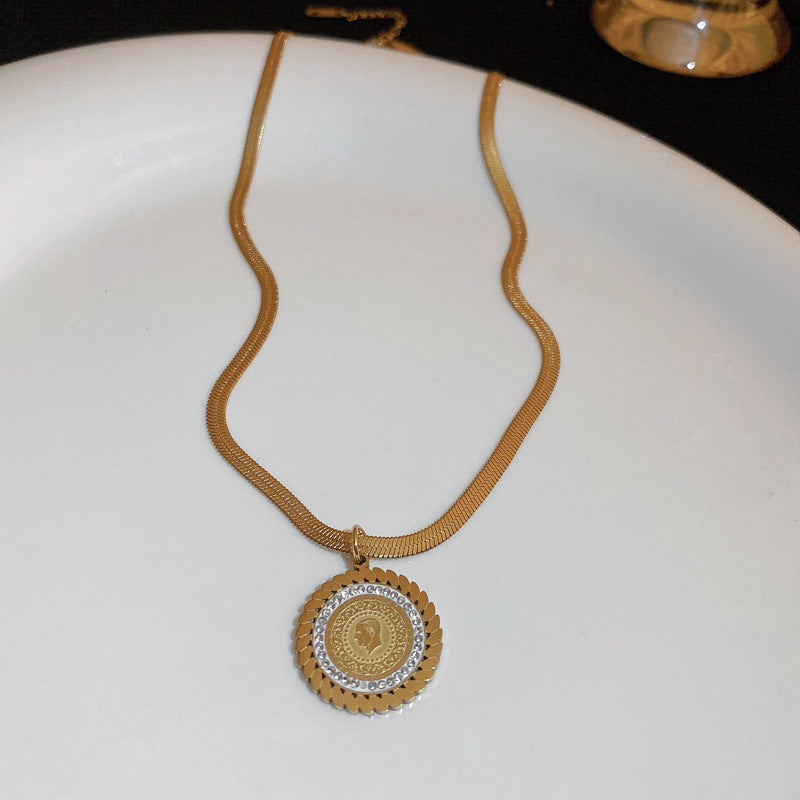 Retro Titanium Steel Diamond Ear Clip Earrings