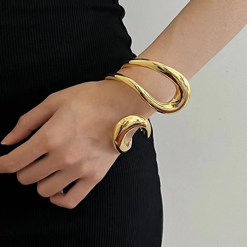 Streamlined Geometry Metal Bracelet for Women