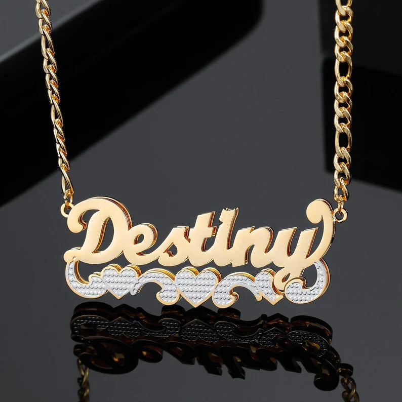 English Name Necklace Stainless Steel DIY Double Layer
