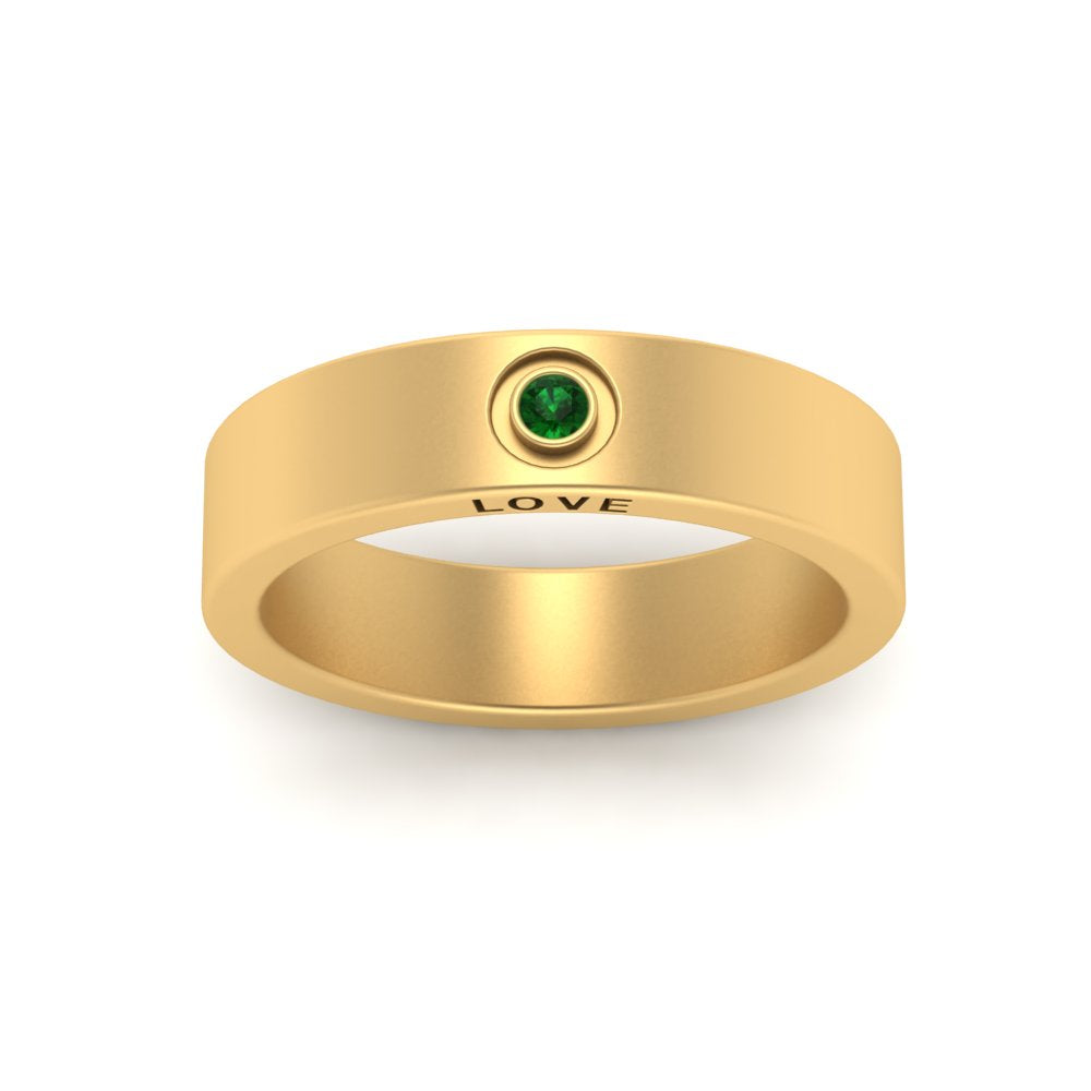 Flat Single Stone Mens Band Engraved