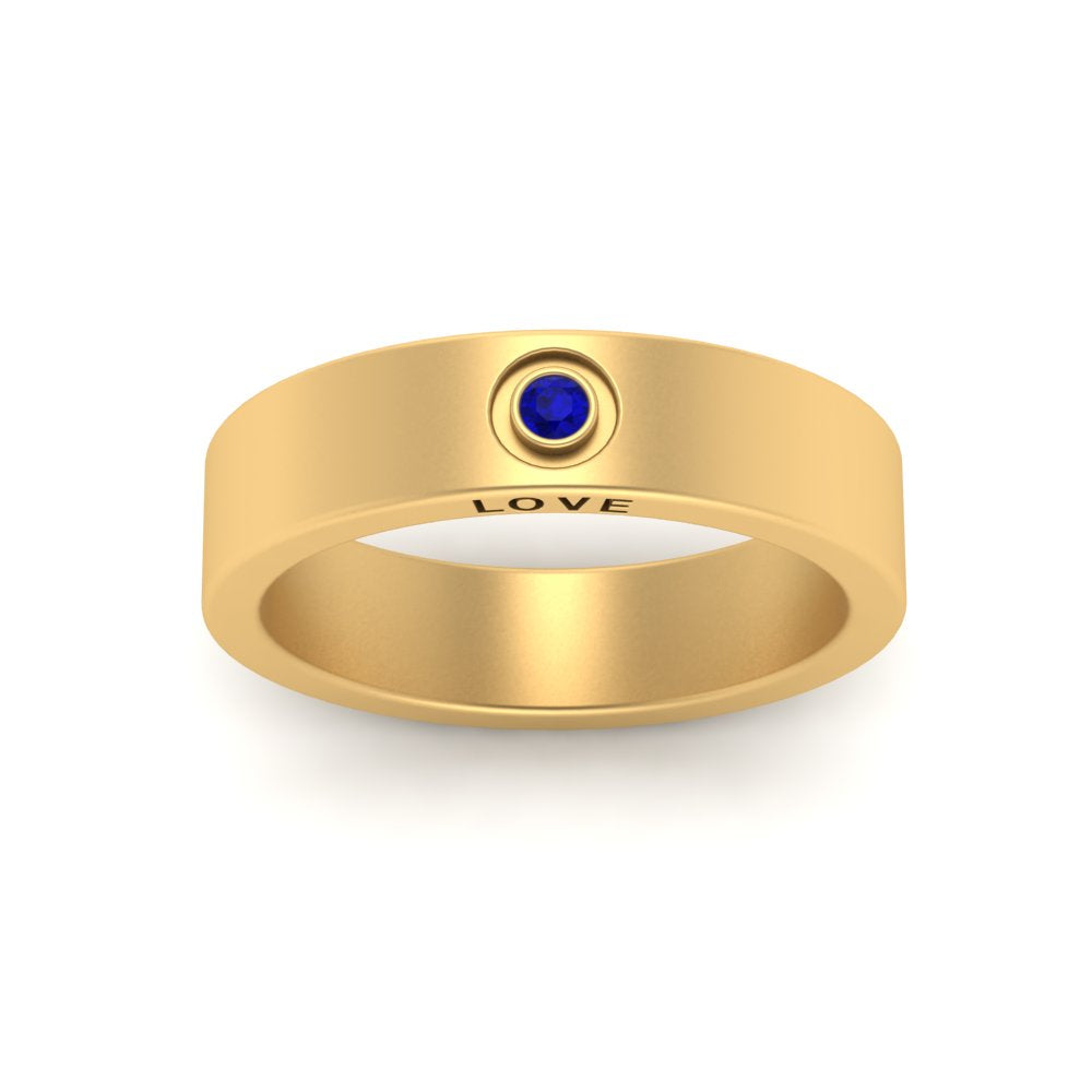 Flat Single Stone Mens Band Engraved