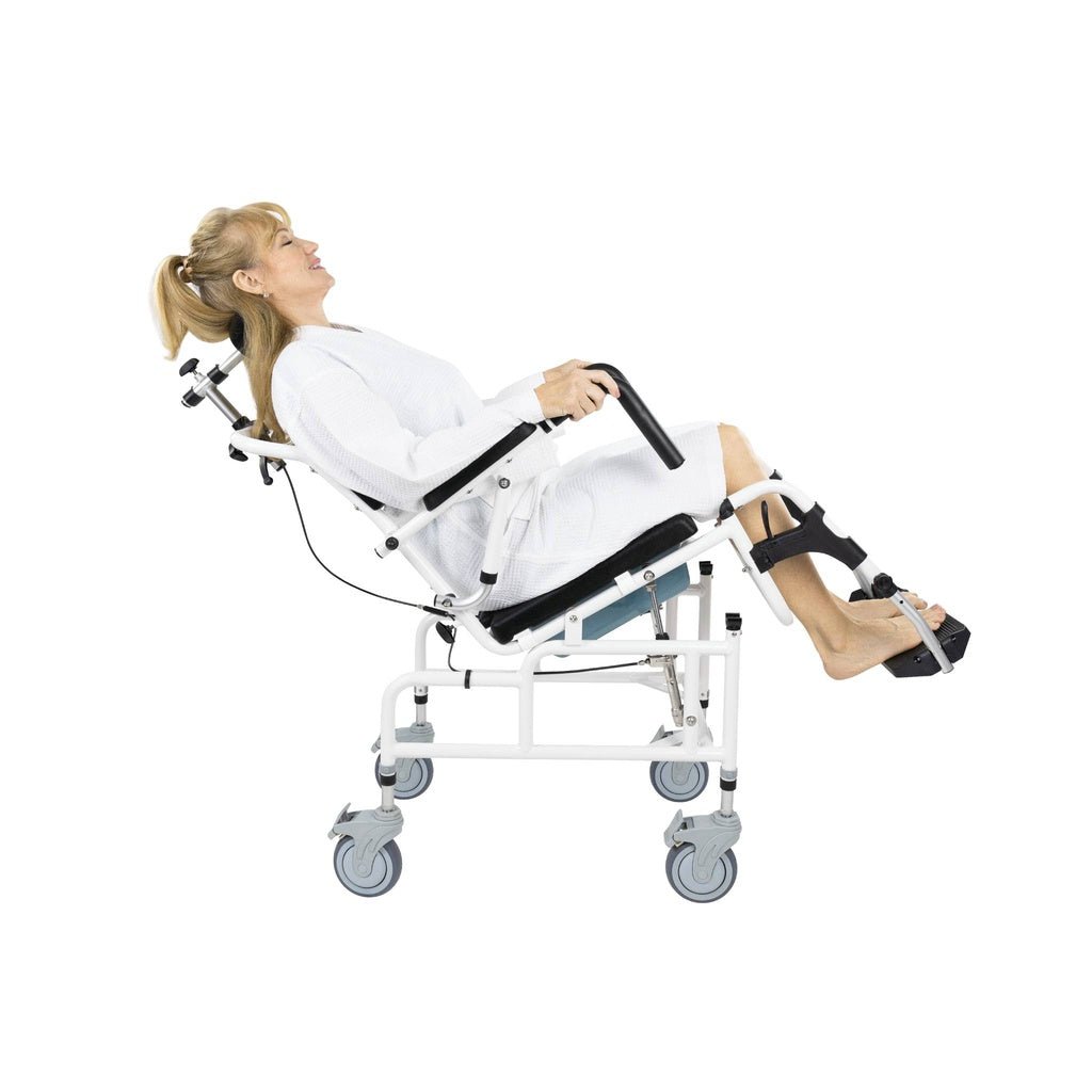 Flip Arm Rolling Commode Shower Chair