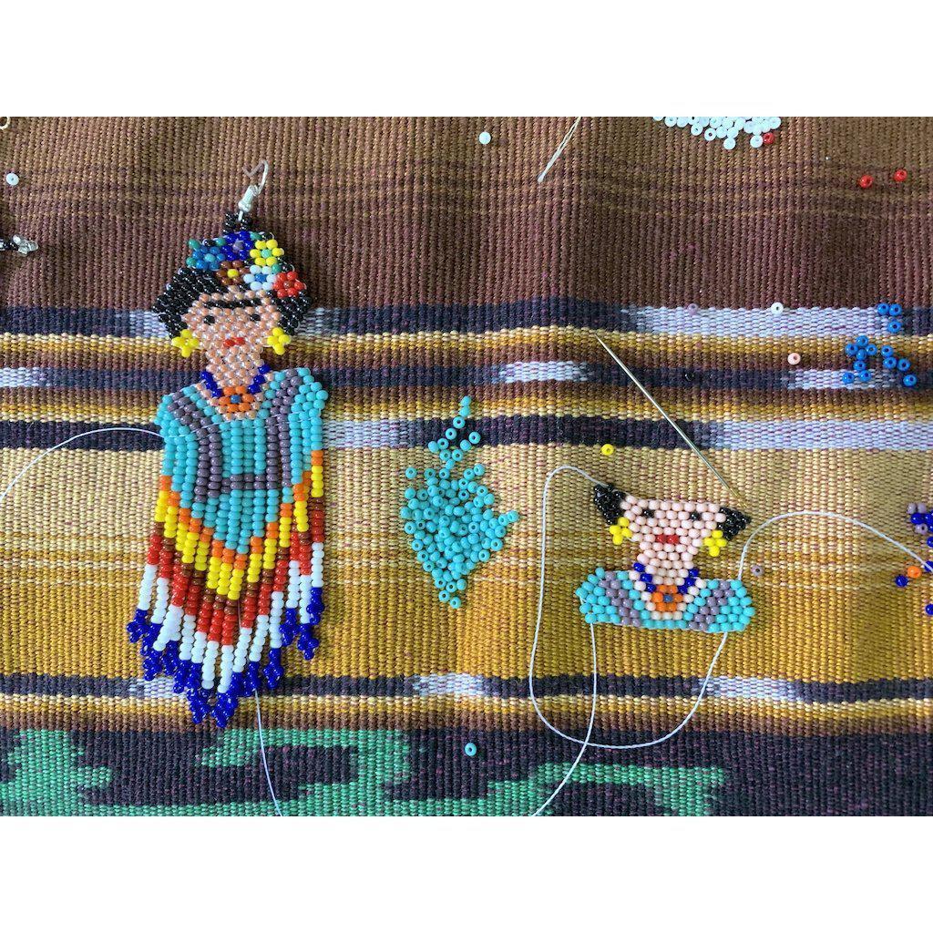 Frida Kahlo Seed Bead Keychain - Guatemala
