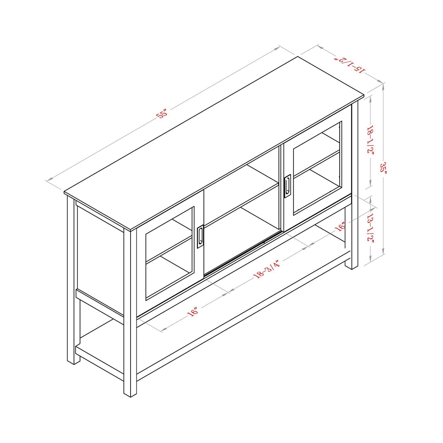 Gray MDF Console Cabinet with Sliding Door