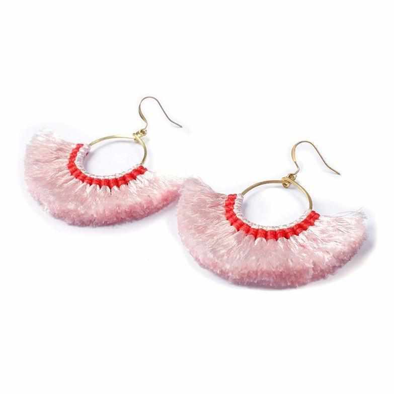 Half Moon Silk Tassel Earrings - Thailand