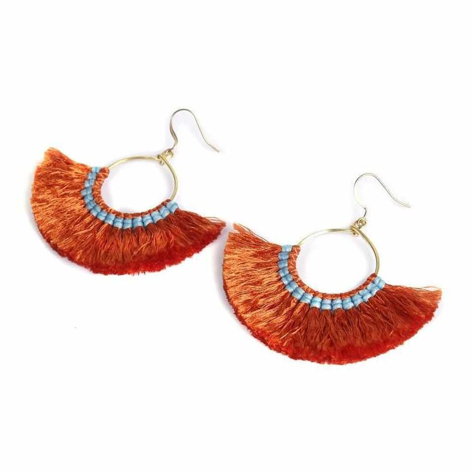 Half Moon Silk Tassel Earrings - Thailand