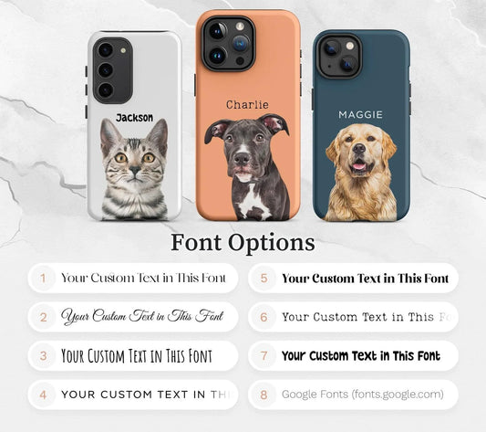 Pet Phone Case with Custom Photo Personalized Dog Cat Name Portrait Illustration Case Pet Loss Sympathy Gift