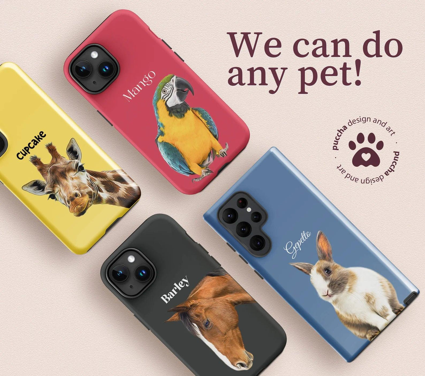 Pet Phone Case with Custom Photo Personalized Dog Cat Name Portrait Illustration Case Pet Loss Sympathy Gift