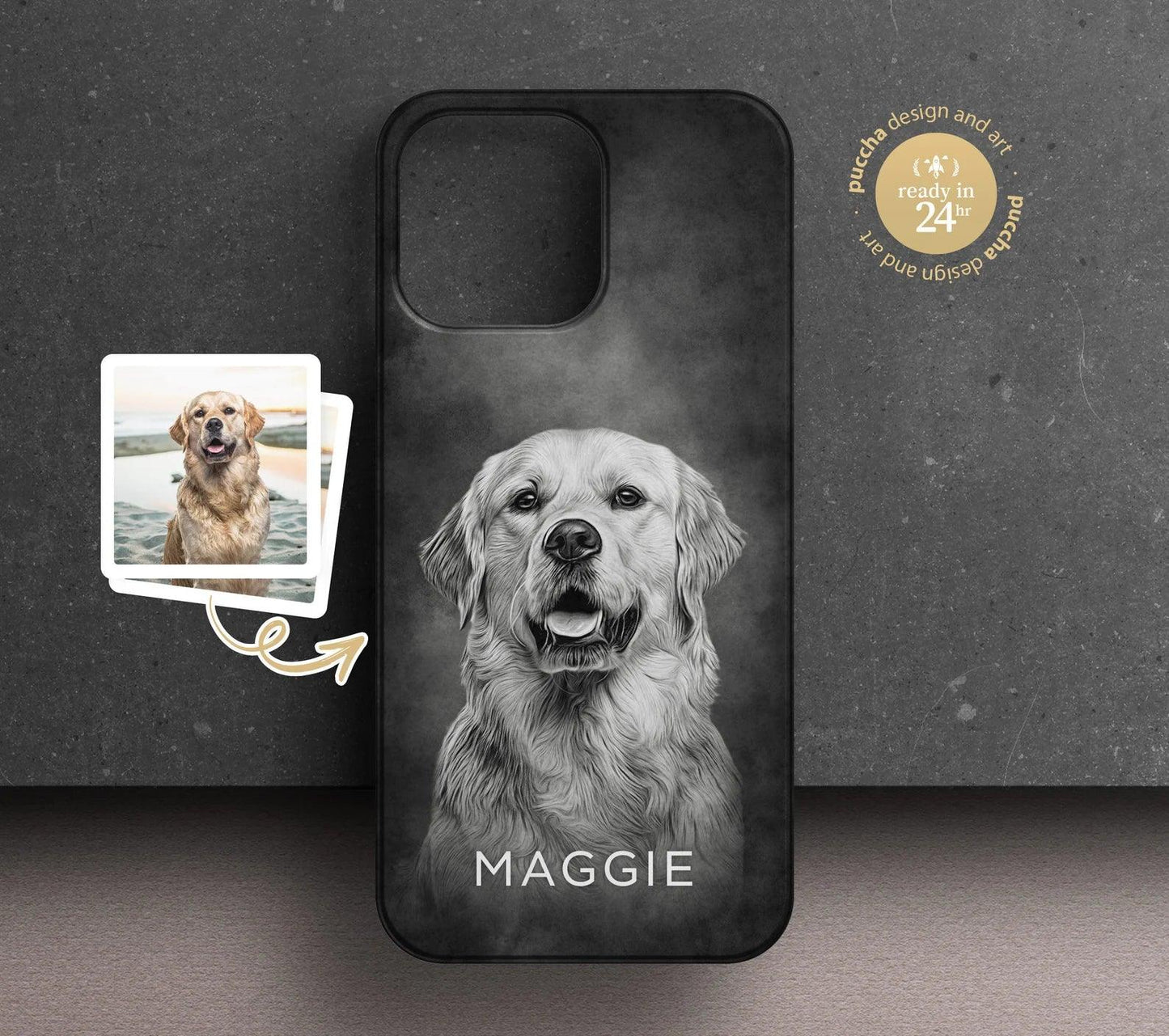Pet Phone Case with Custom Photo Personalized Dog Cat Name Portrait  Illustration Case Pet Loss Sympathy Memorial Gift