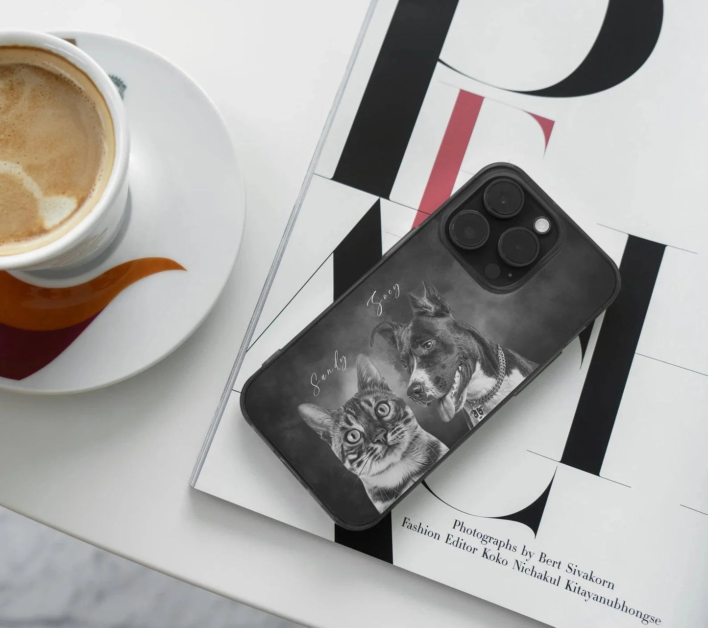 Pet Phone Case with Custom Photo Personalized Dog Cat Name Portrait  Illustration Case Pet Loss Sympathy Memorial Gift