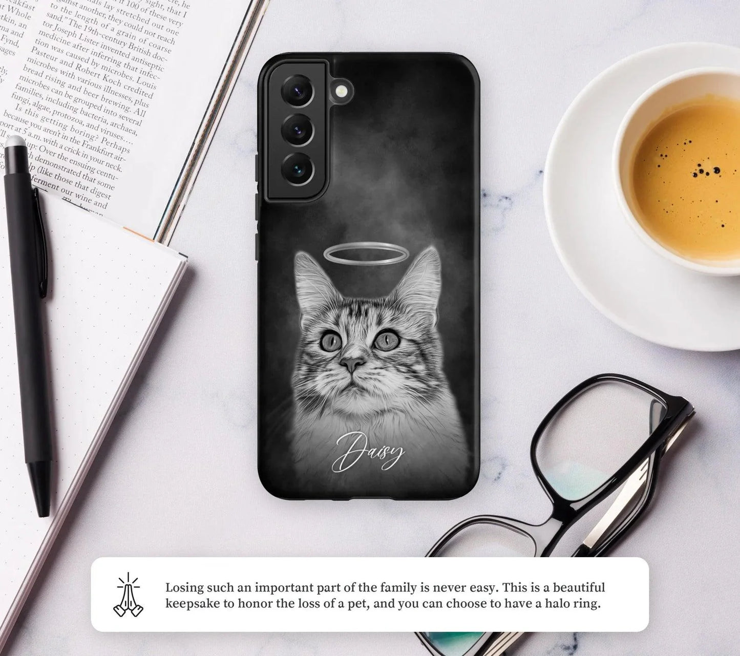 Pet Phone Case with Custom Photo Personalized Dog Cat Name Portrait  Illustration Case Pet Loss Sympathy Memorial Gift