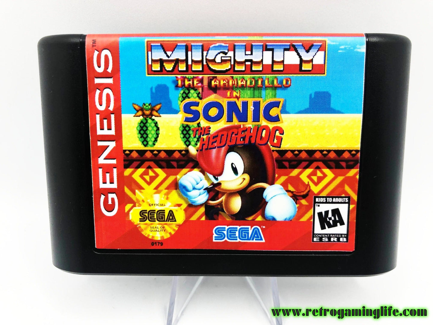 Mighty the Armadillo in Sonic the Hedgehog Sega Genesis Game Cart Repro
