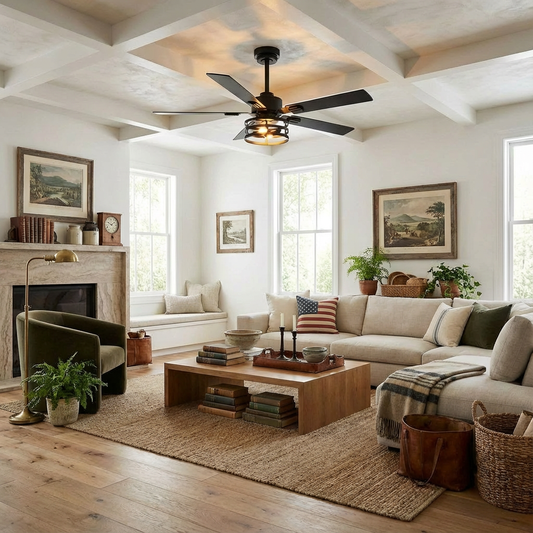 Vaczon 52 Inch 60 Inch Industrial Downrod Ceiling Fan with Light and APP & Remote Control