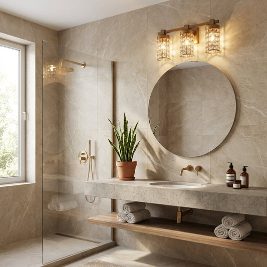 3-Light Modern Golden Linear Vanity Lights Wall Light
