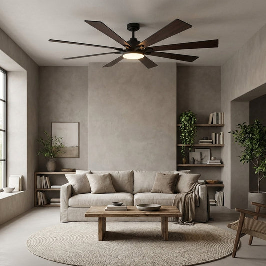 72 Inch Elbe Modern Downrod Mount Ceiling Fan with Light and Remote Control
