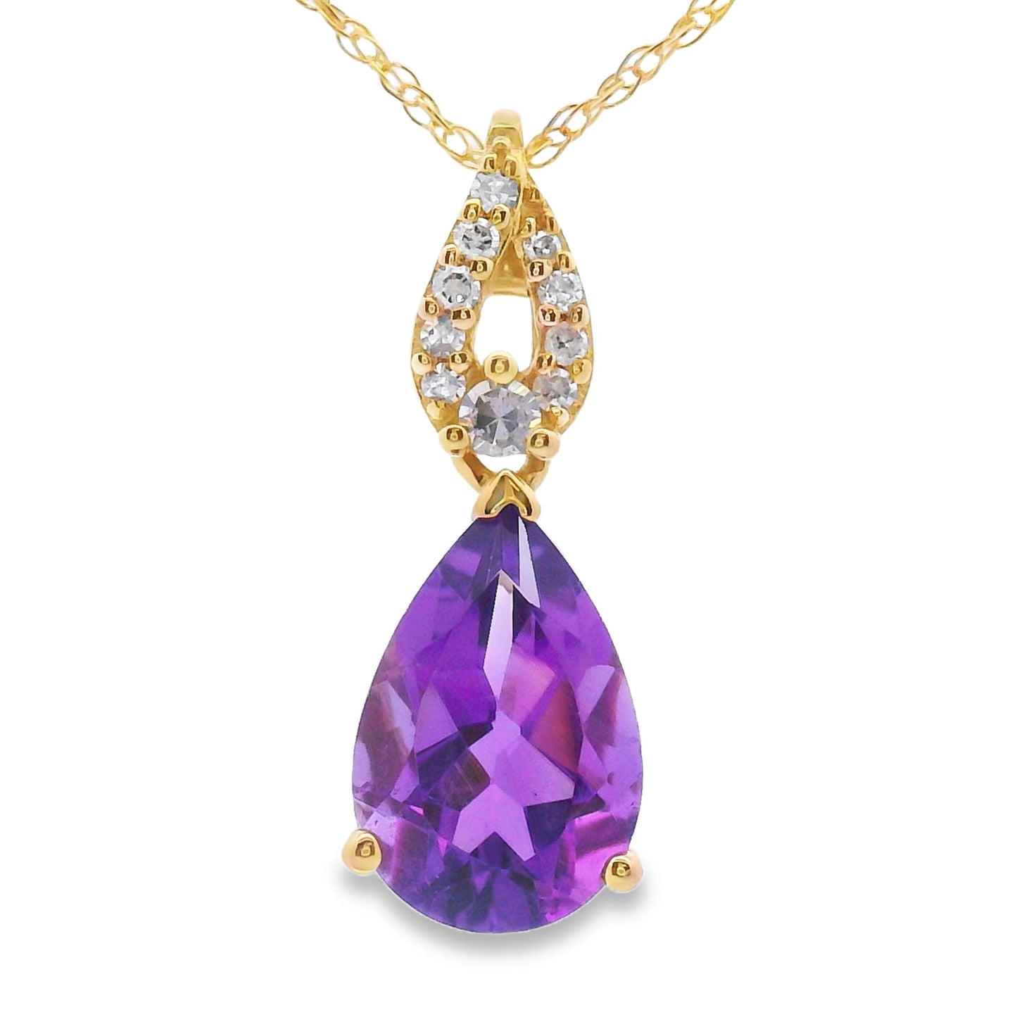 Amethyst Diamond Fashion Pendants 10KT Yellow Gold