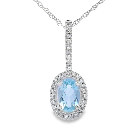 Aquamarine Diamond Fashion Pendants 10KT White Gold