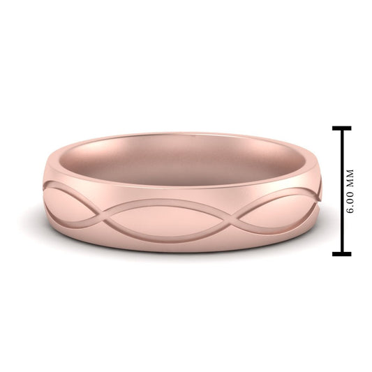 Infinity Grooved Mens Gold Ring