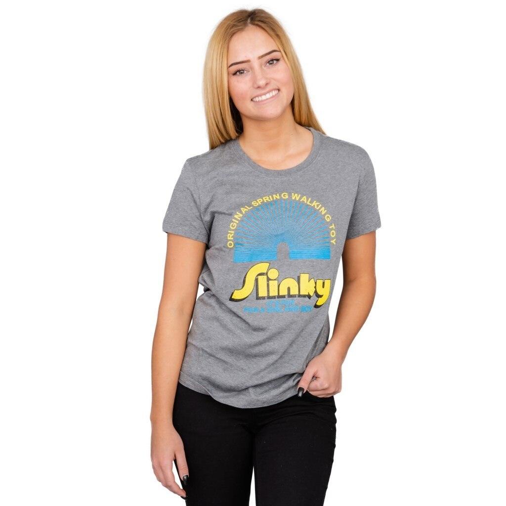 Juno Slinky Spring Walking Toy Gray Juniors T-Shirt