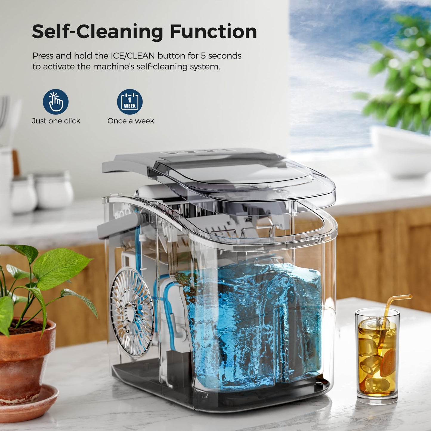 Kismile Ice Makers Countertop with Handle Z5812B