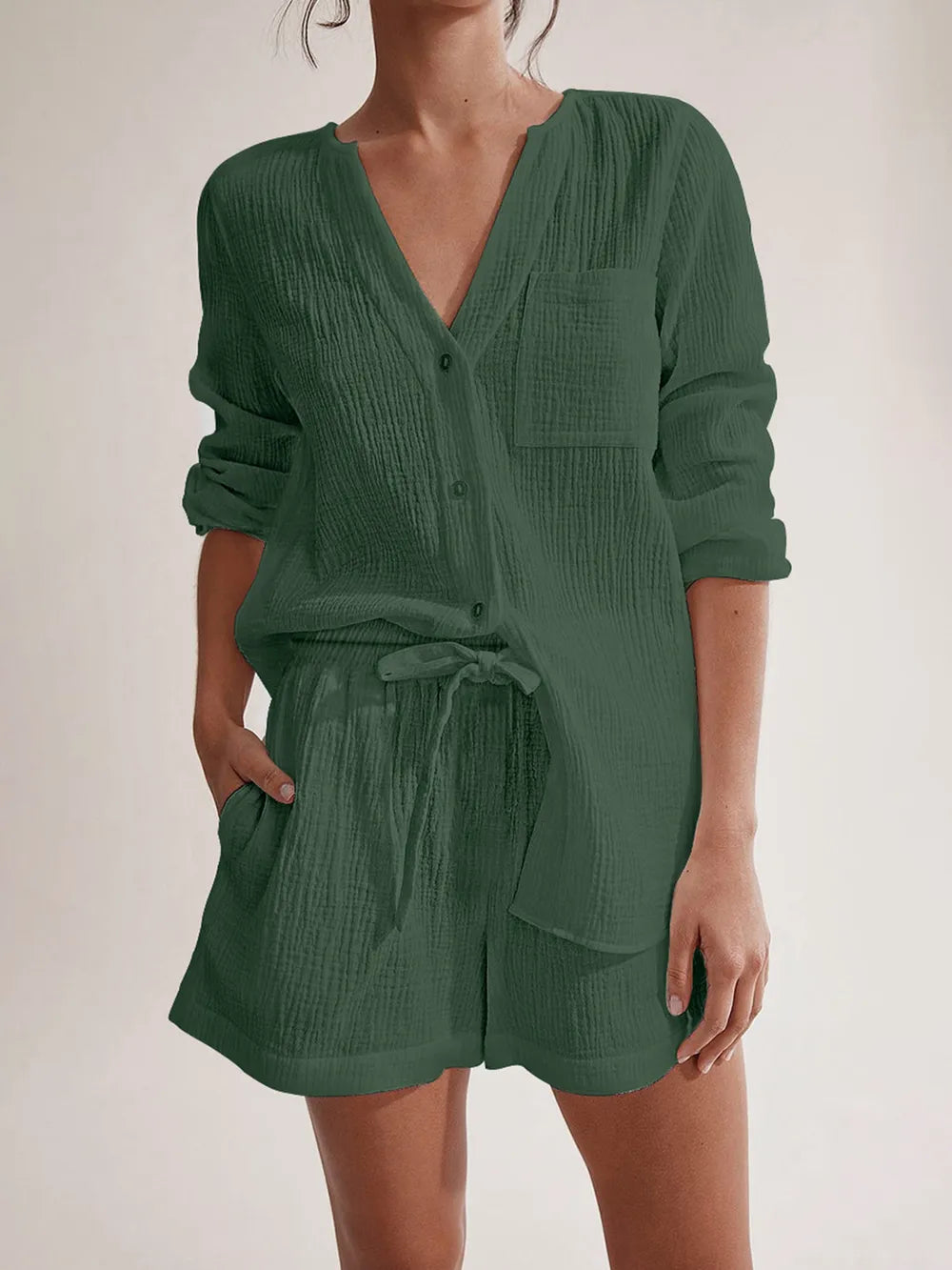 Ladies' summer pajamas made of pure cotton gauze