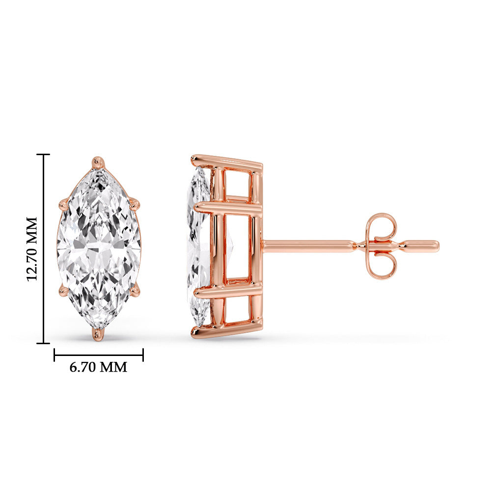 Marquise Diamond 6 Prong Stud Earrings