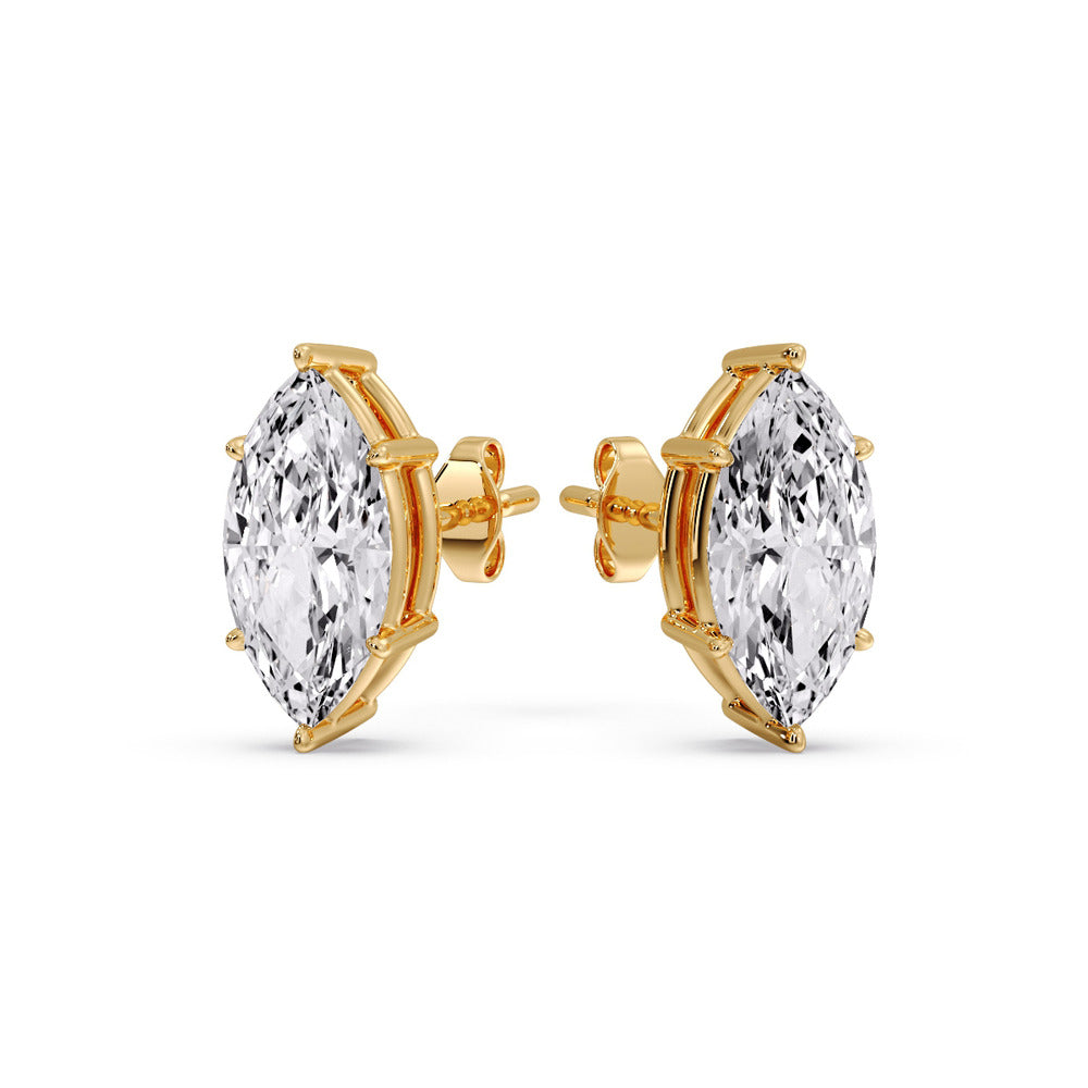 Marquise Diamond 6 Prong Stud Earrings