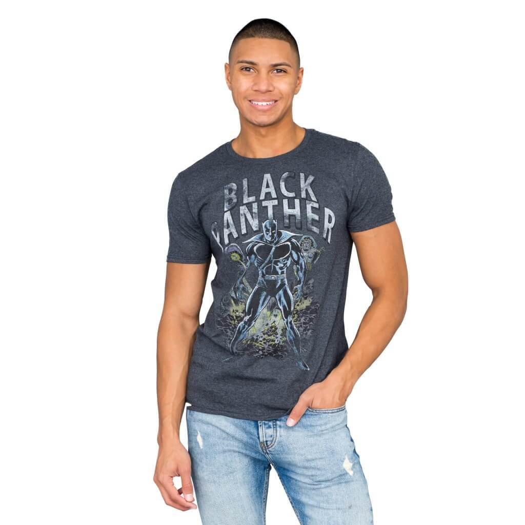 Marvel Comics Black Panther Comic Charcoal T-shirt