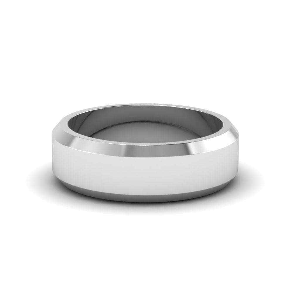 Matte Finish Beveled Anniversary Band For Men