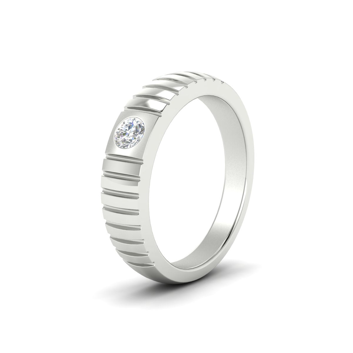 Mens Bezel Set Modern Wedding Ring