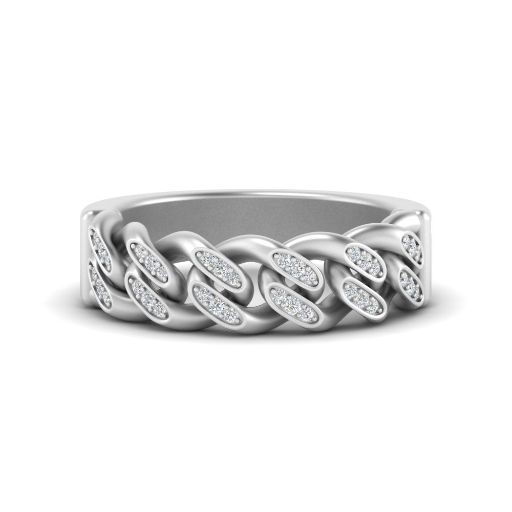 Mens Cuban Link Diamond Wedding Ring
