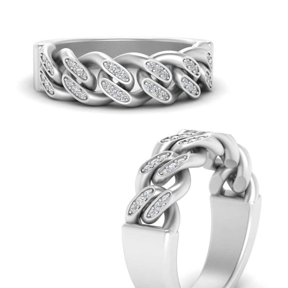 Mens Cuban Link Diamond Wedding Ring