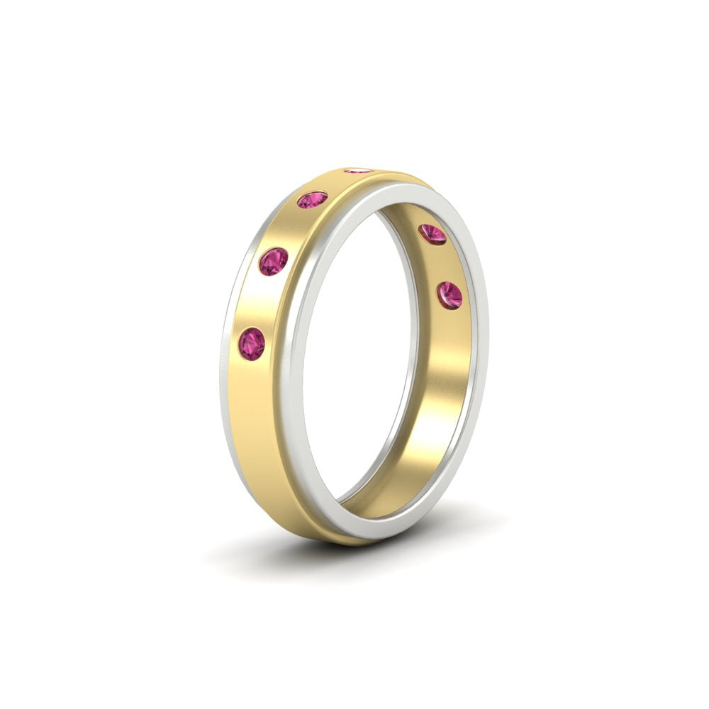 Mens Two Tone Bezel Stone Wedding Ring