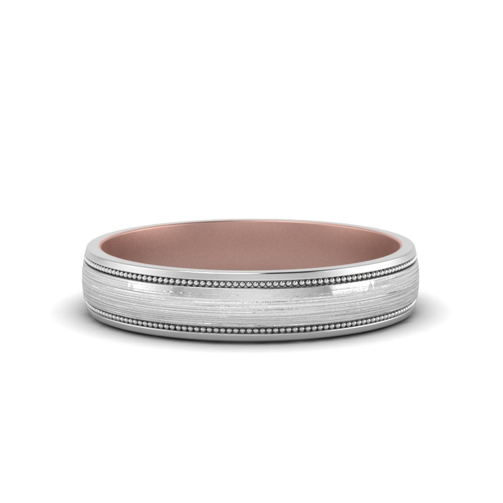 Milgrain 2 Tone Wedding Band