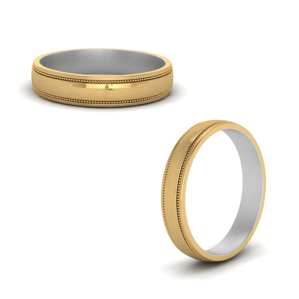 Milgrain 2 Tone Wedding Band