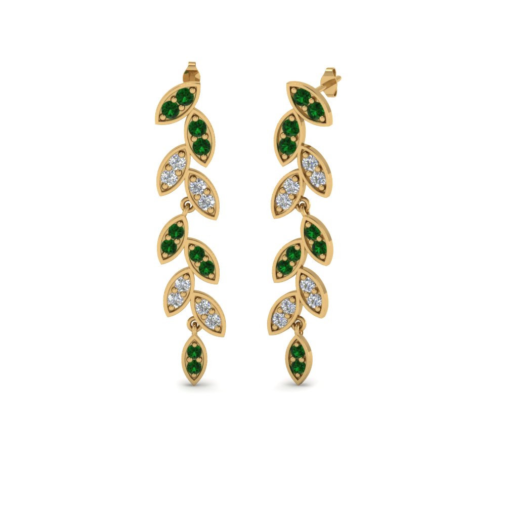 Pave Diamond Leaf Drop Earring