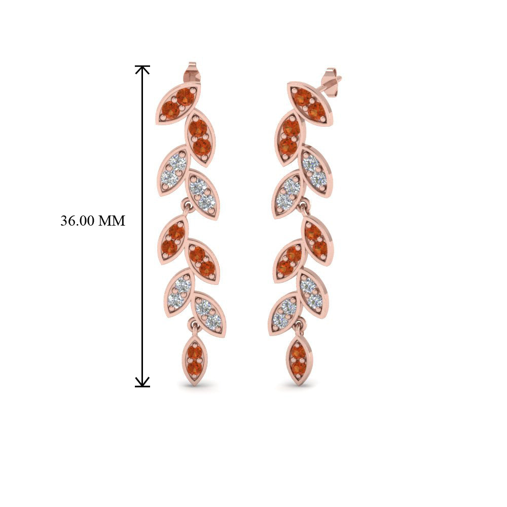 Pave Diamond Leaf Drop Earring