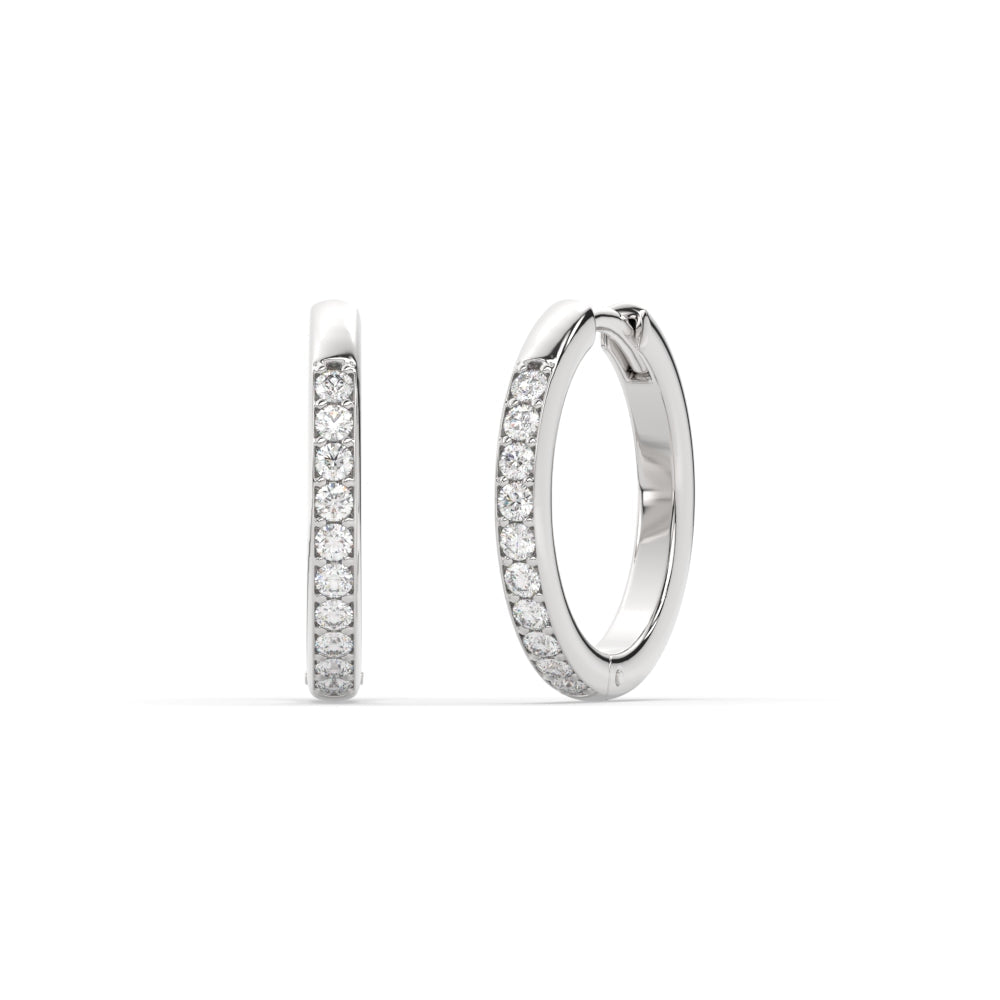 Pave Set Round Diamond Hinged Hoop Earrings