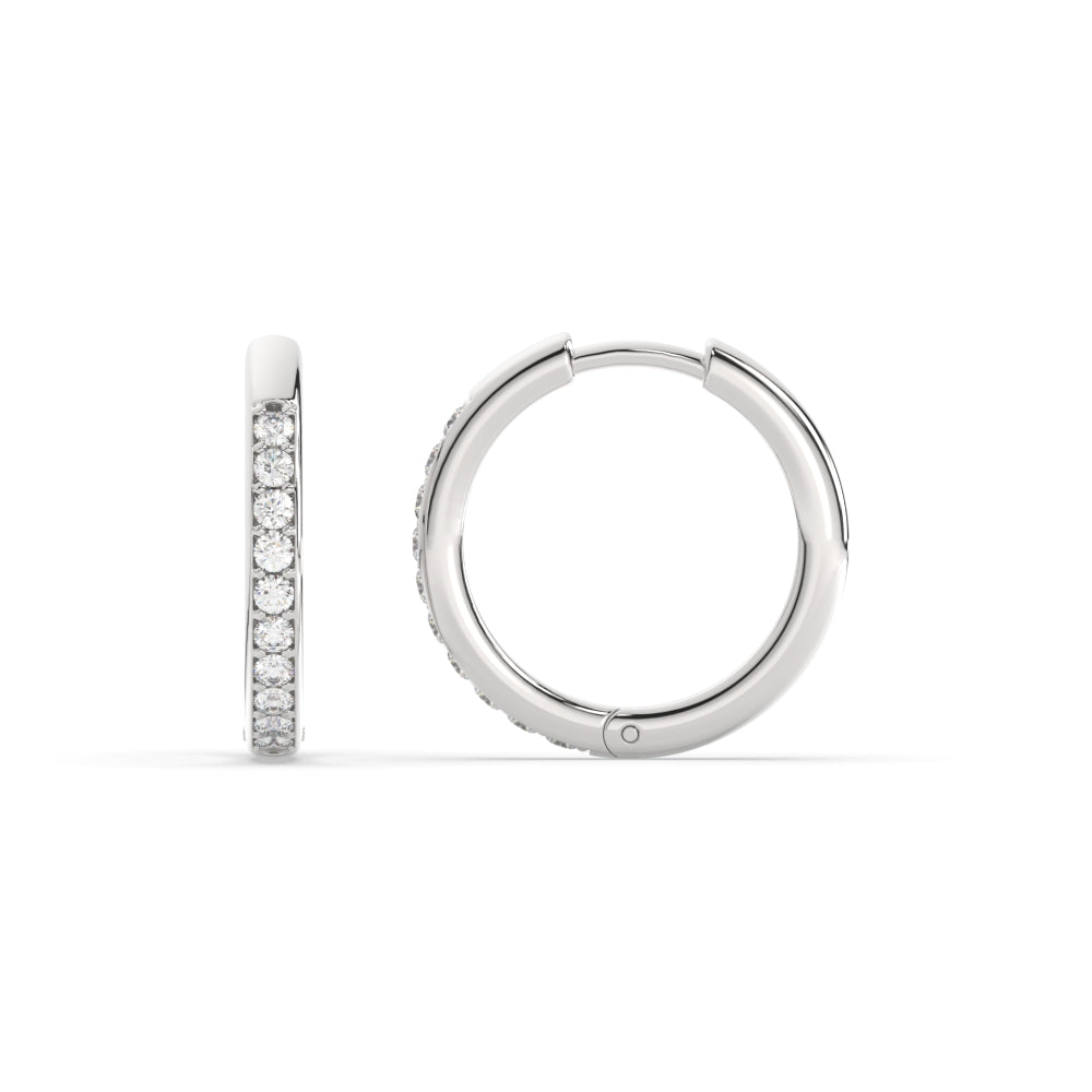 Pave Set Round Diamond Hinged Hoop Earrings