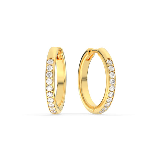 Pave Set Round Diamond Hinged Hoop Earrings