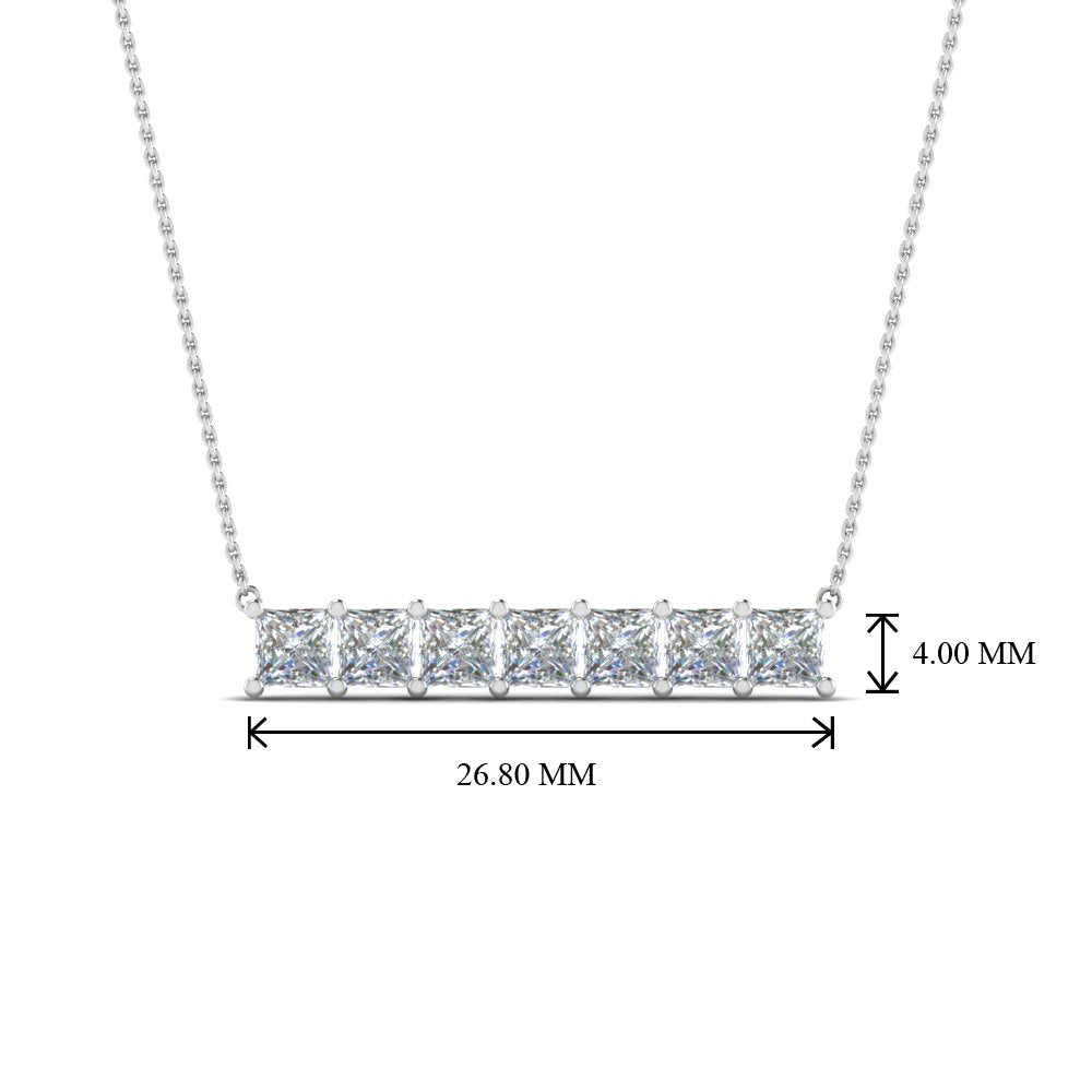 Princess Cut Horizontal Bar Pendant