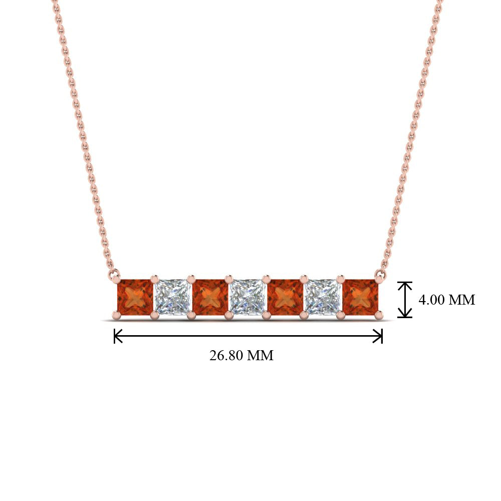 Princess Cut Horizontal Bar Pendant