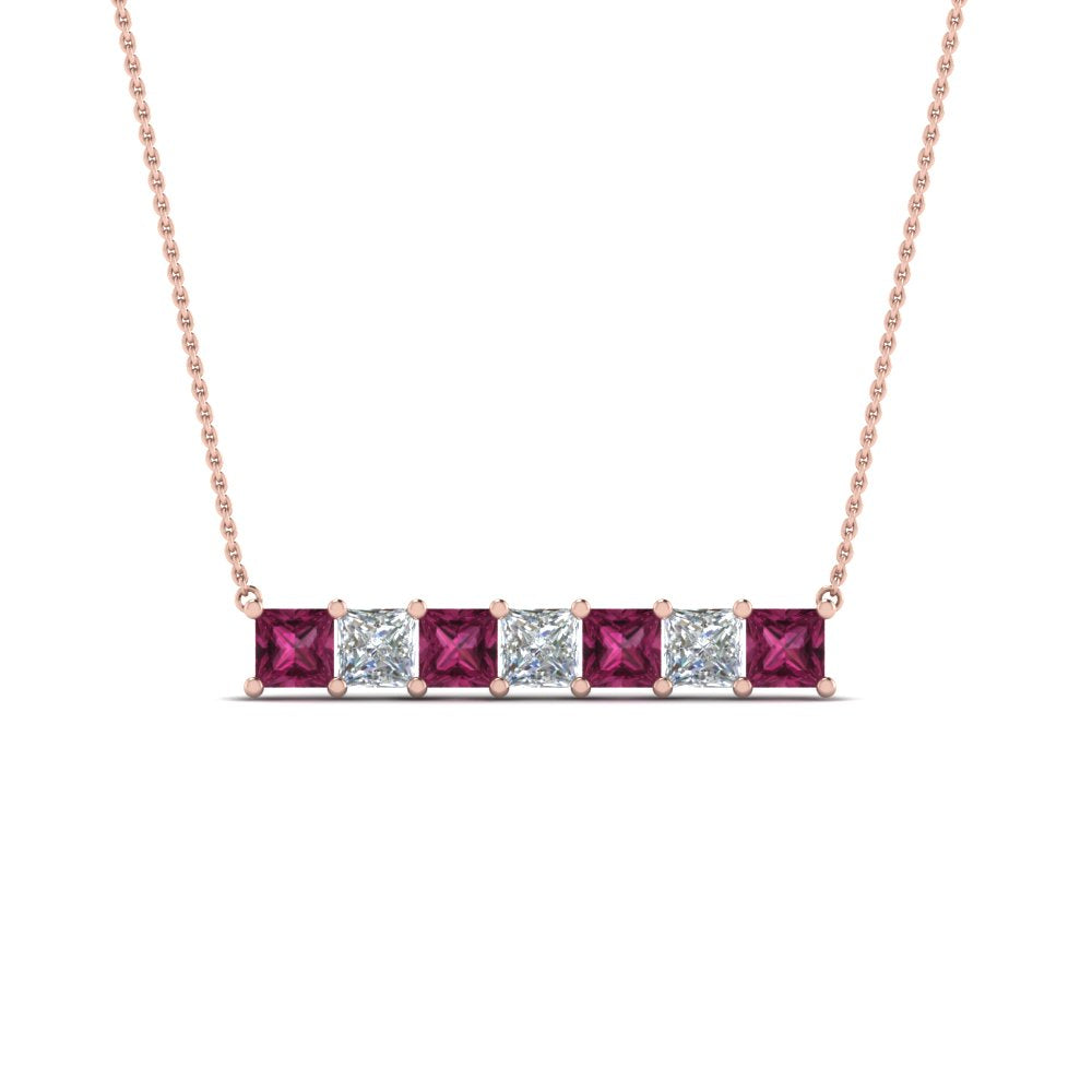 Princess Cut Horizontal Bar Pendant