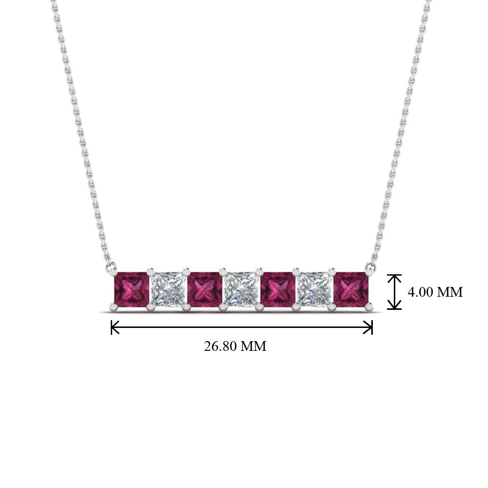 Princess Cut Horizontal Bar Pendant
