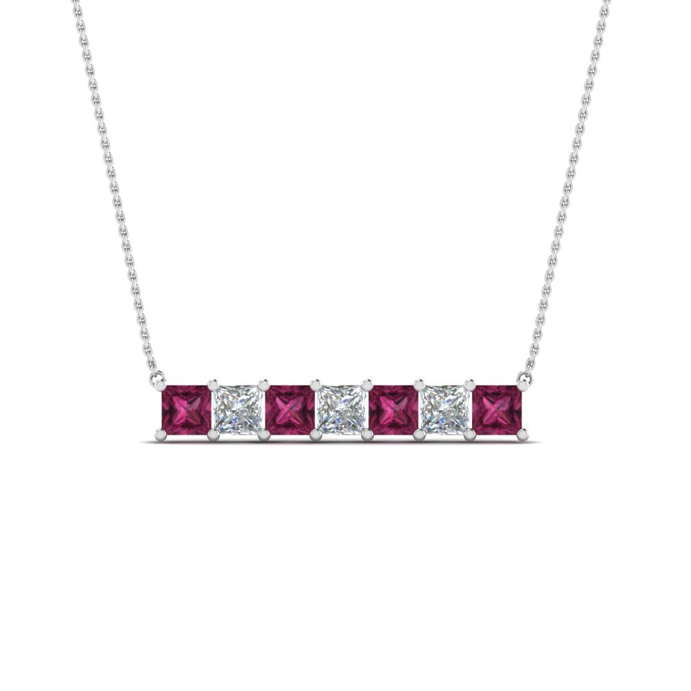 Princess Cut Horizontal Bar Pendant