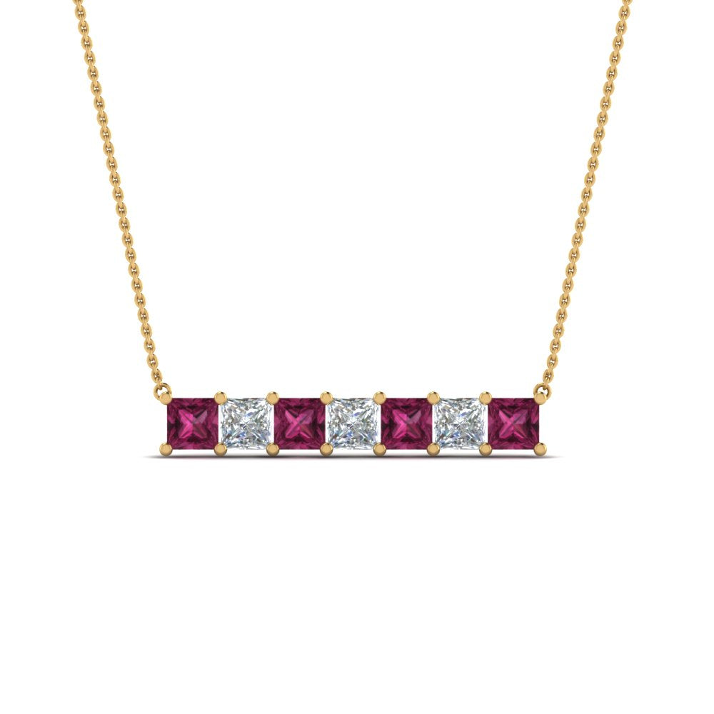 Princess Cut Horizontal Bar Pendant