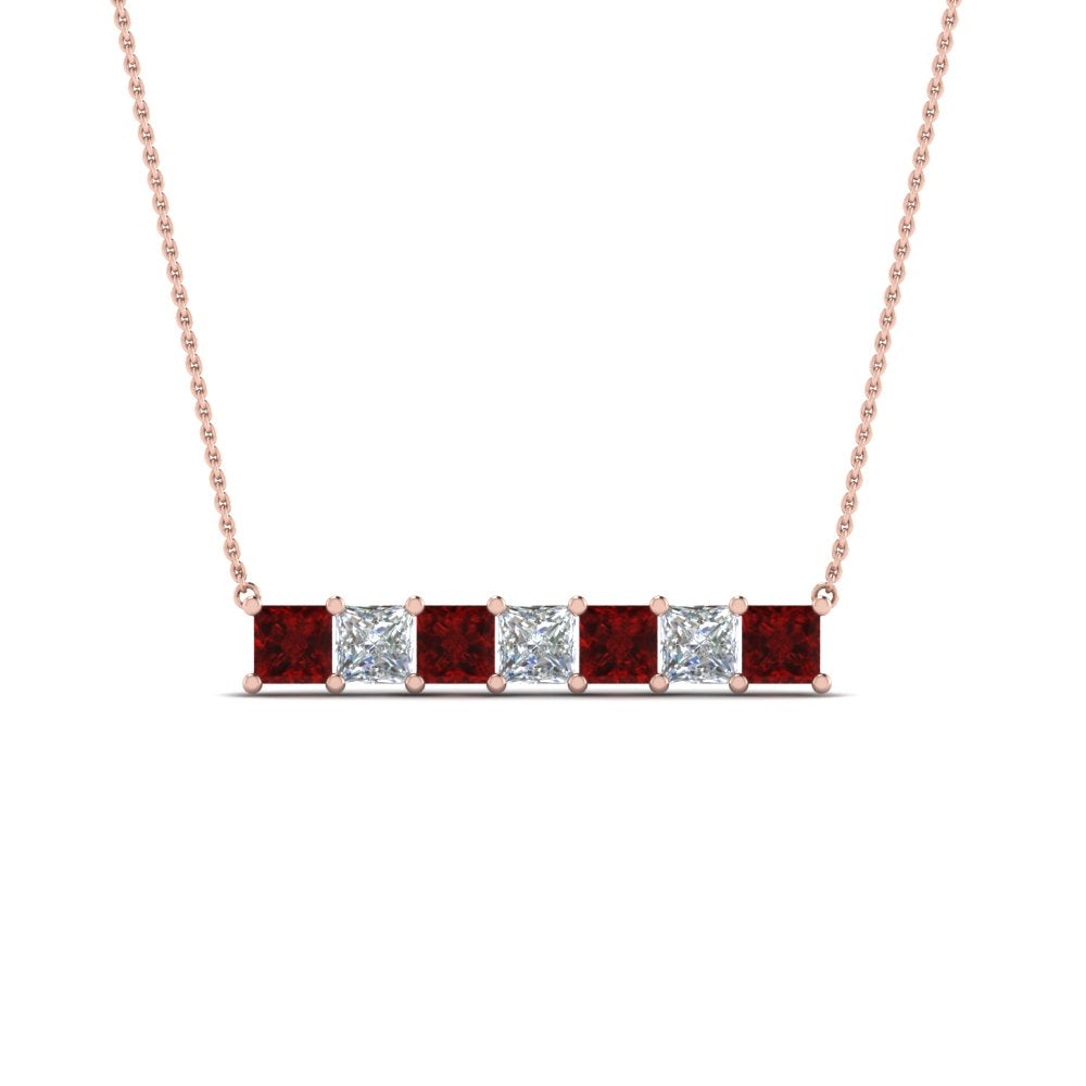 Princess Cut Horizontal Bar Pendant