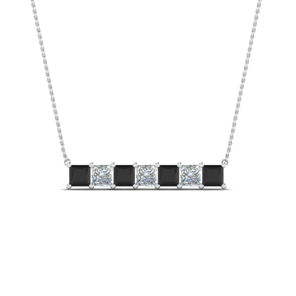 Princess Cut Horizontal Bar Pendant