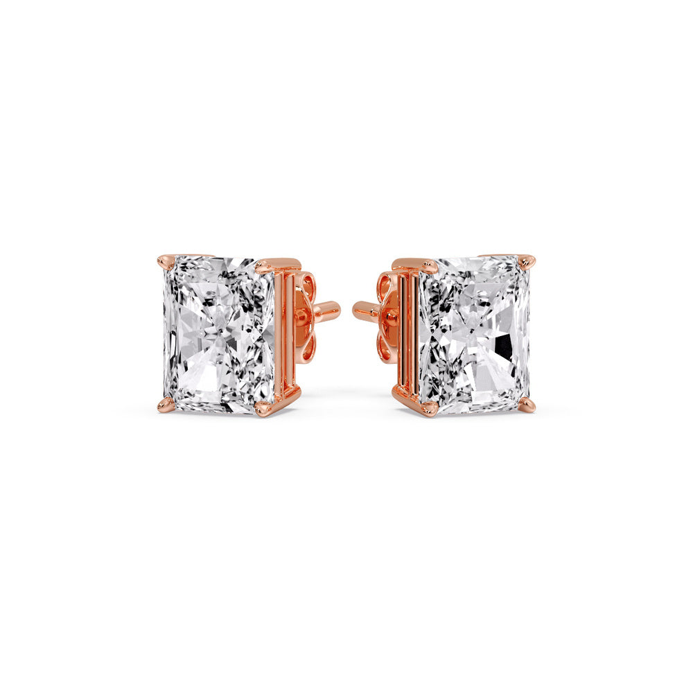 Radiant Diamond Basket Stud Earring